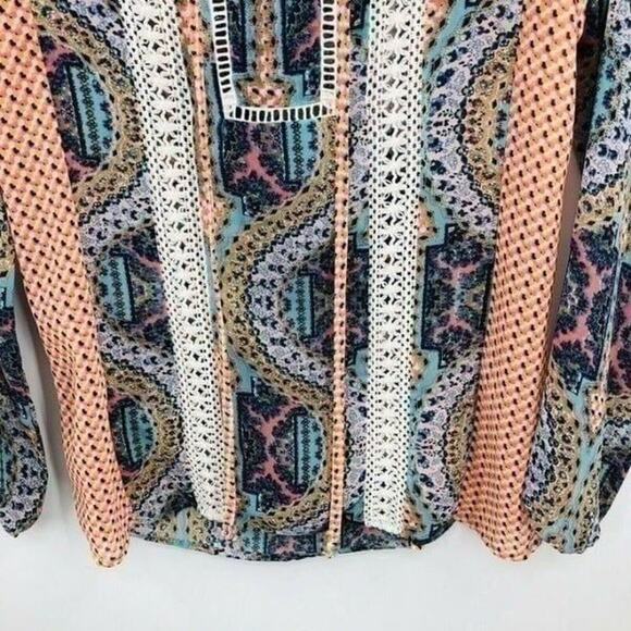 Red Camel Blouse Womens Small Boho Tunic Top Sheer Blue Orange Pink White Lavend - Picture 5 of 9